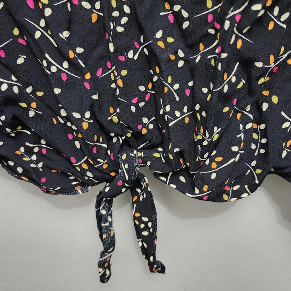 J.jill women's blouse top size L floral black long sleeve missing a butt… - Picture 4 of 9